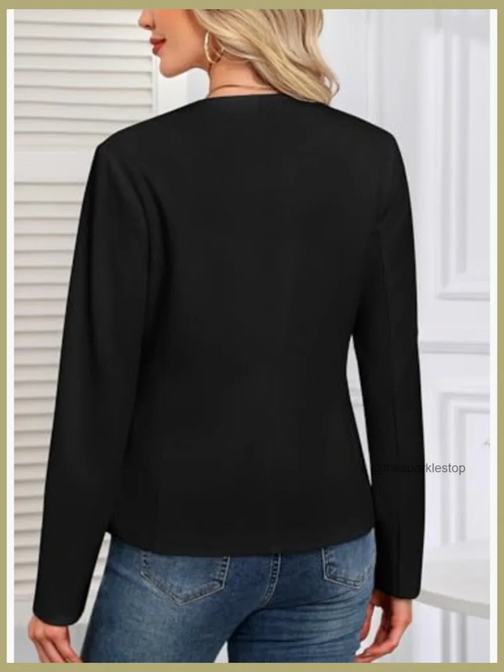Full Lining Stretch Blazer Open Front Long Sleeve Work Office Jacket